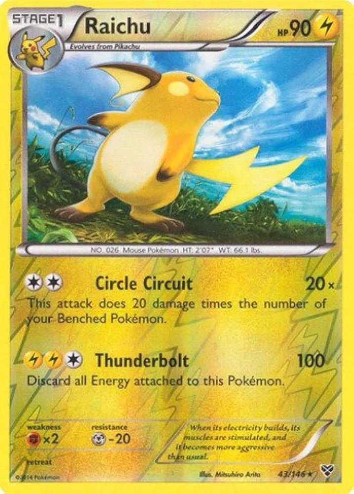 Raichu #43 — XY (Reverse Holo)