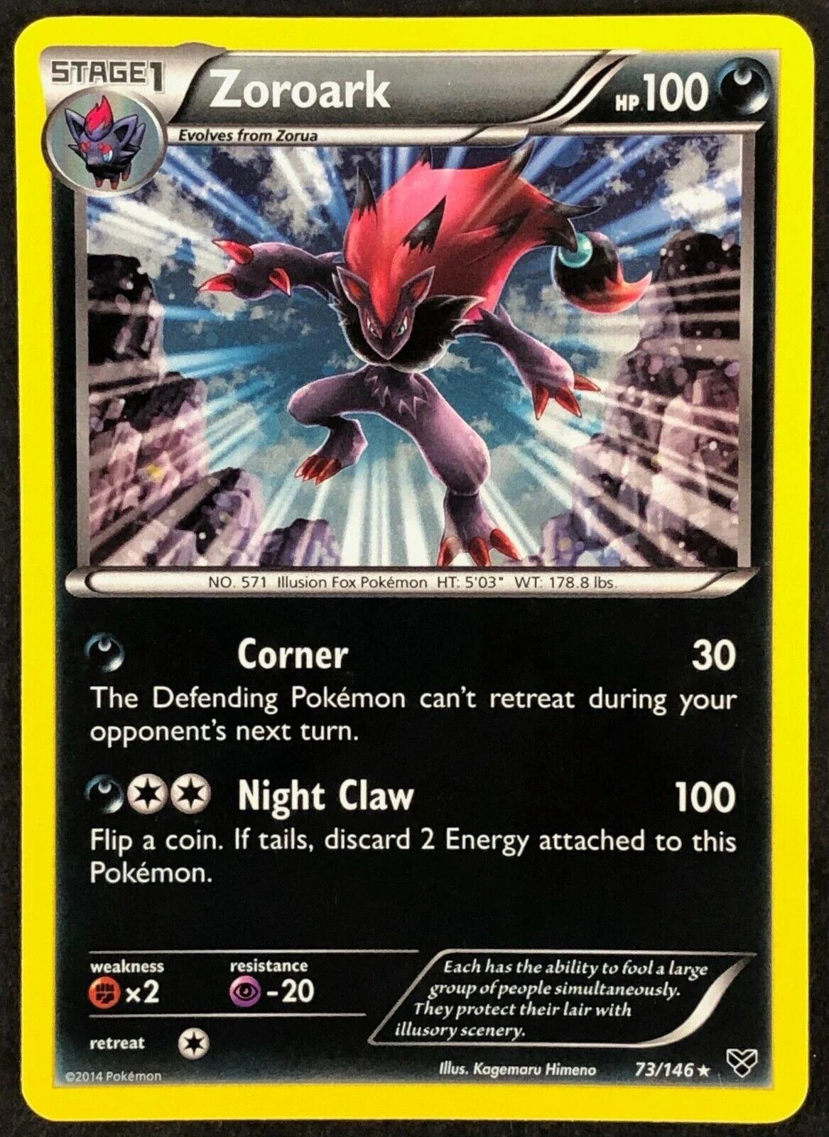 Zoroark #73 — XY (Reverse Holo)