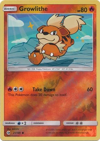 Growlithe #21 — Sole e Luna (Reverse Holo)