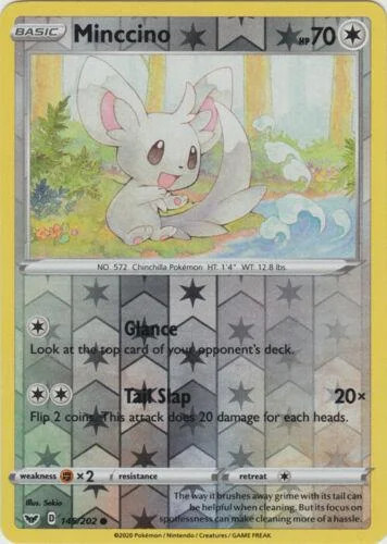 Minccino #145 — Espada y Escudo (Reverse Holo)