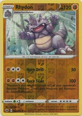 Rhydon #98 — Sword & Shield (Reverse Holo)