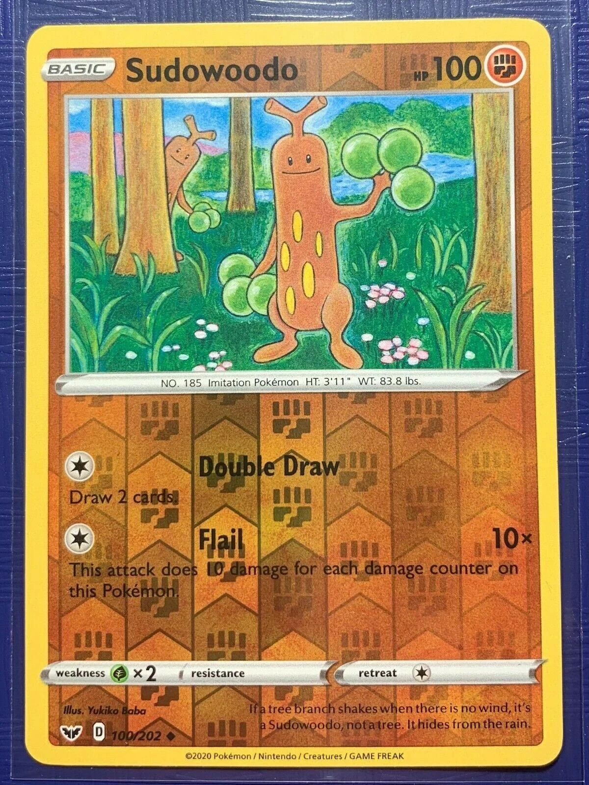 Sudowoodo #100 — Spada e Scudo (Reverse Holo)