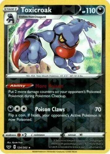 Toxicroak #124 — Spada e Scudo (Reverse Holo)