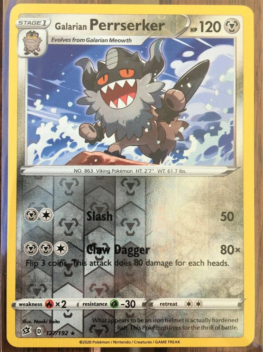 Perrserker de Galar #127 — Choque Rebelde (Reverse Holo)