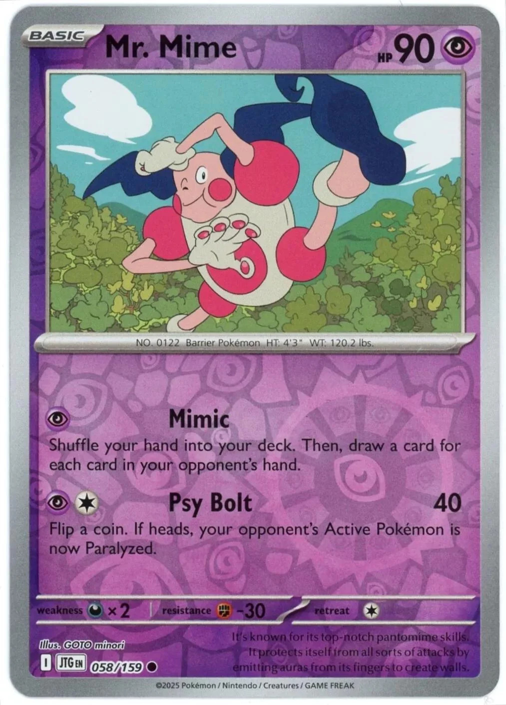 Mr. Mime #058 — Amigos de Jornada (Reverse Holo)