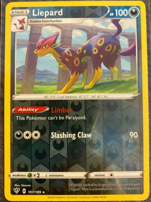 Liepard #107 — Fiamme Oscure (Reverse Holo)