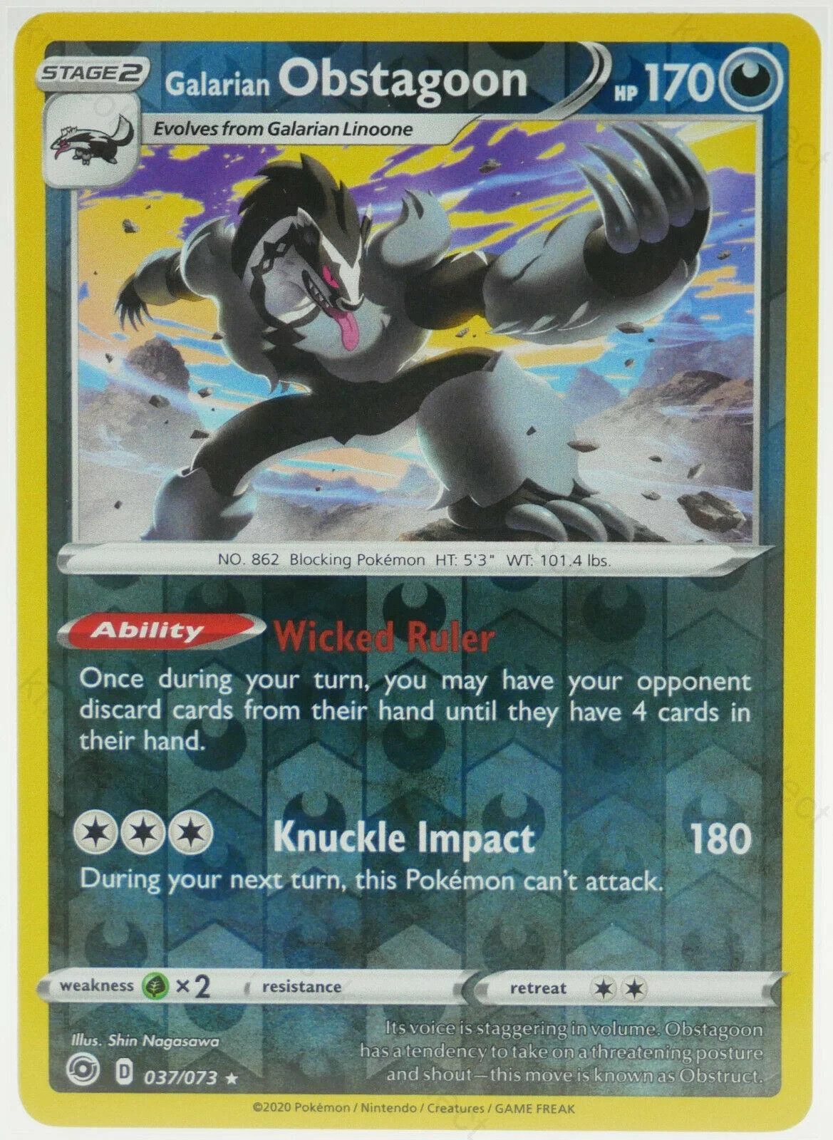 Obstagoon de Galar #37 — Caminho do Campeão (Reverse Holo)