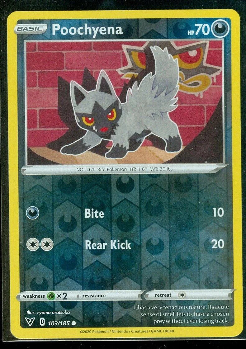 Poochyena #103 — Voltaje Vívido (Reverse Holo)