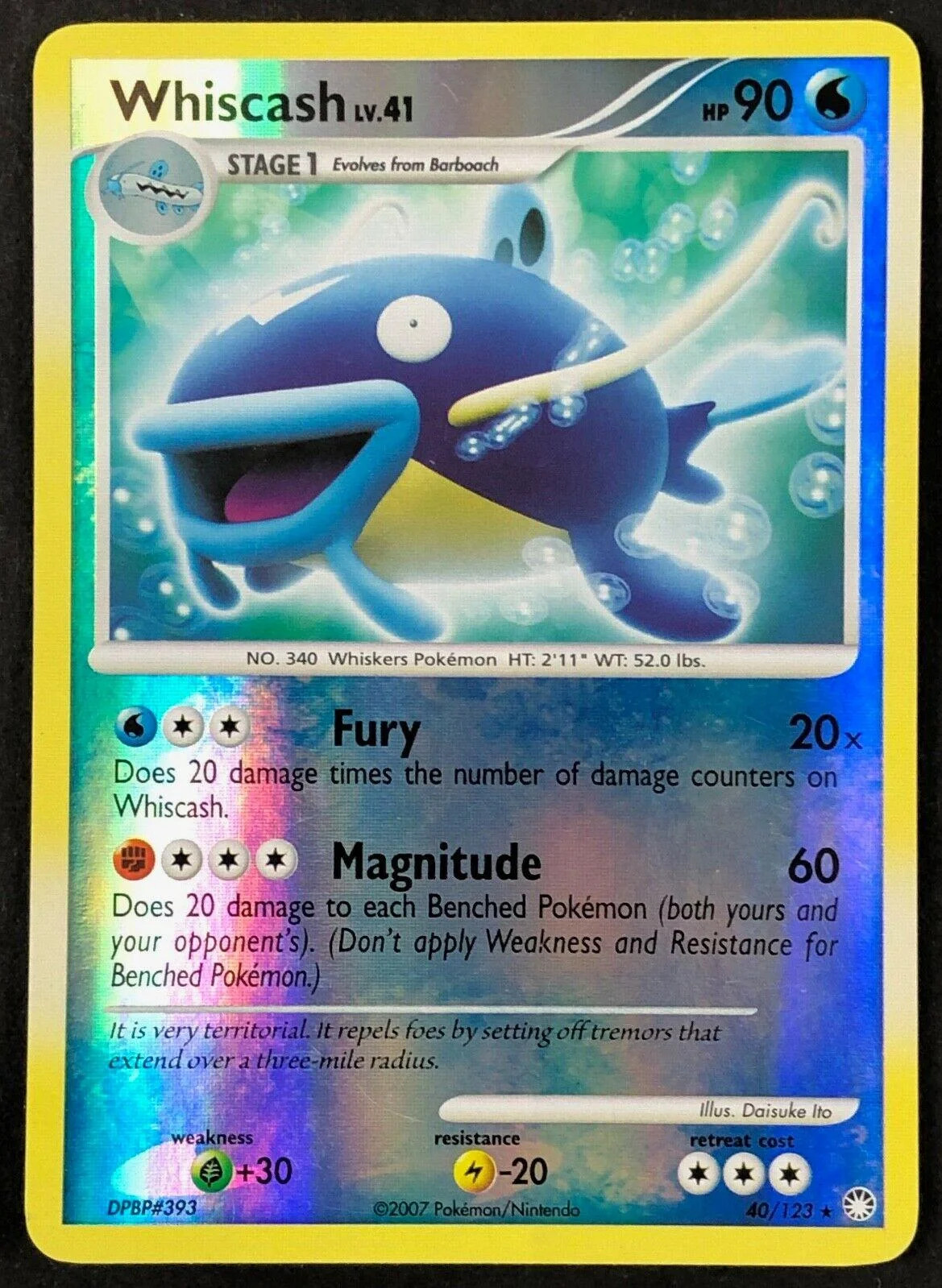 Whiscash Lv.41 #40 — Tesouros Misteriosos (Reverse Holo)