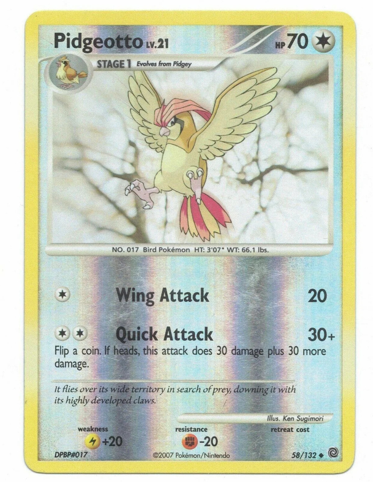 Pidgeotto Lv.21 #58 — Maravillas Secretas (Reverse Holo)