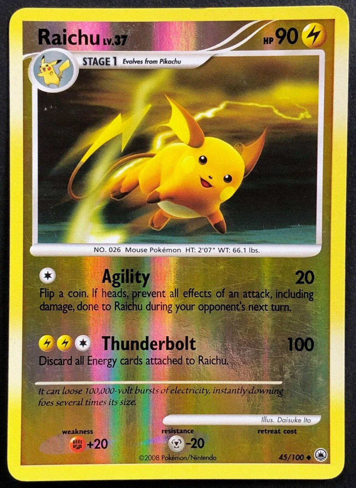 Raichu Lv.37 #45 — Alba Suprema (Reverse Holo)