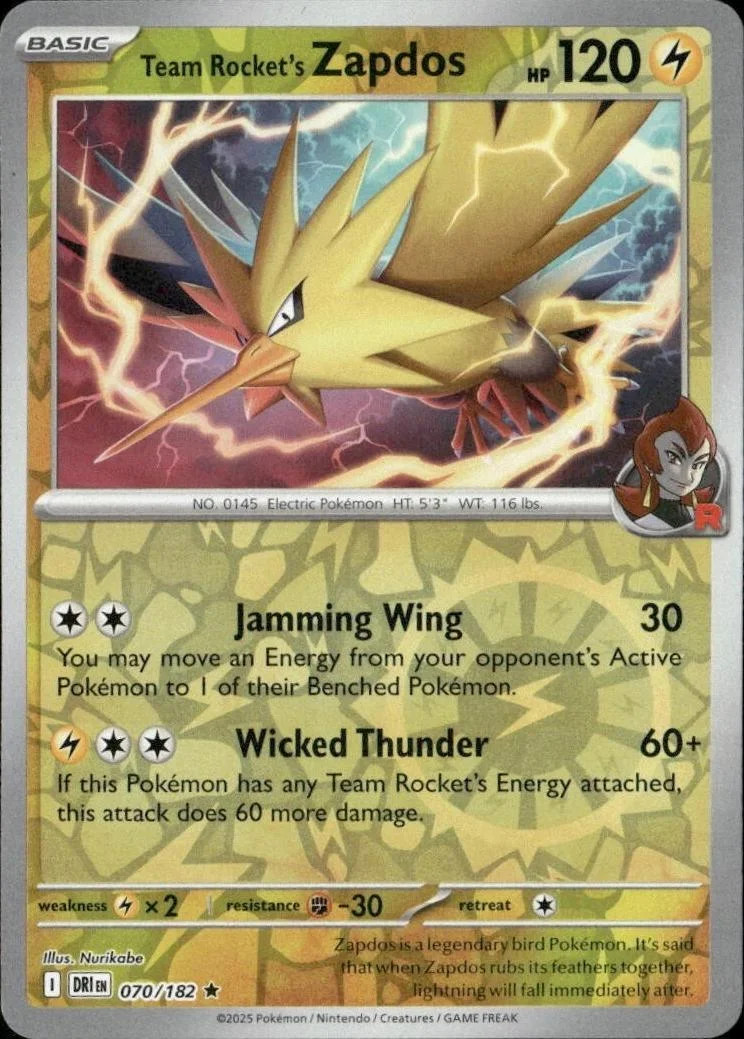 Zapdos del Team Rocket #070 — Rivali Predestinati (Reverse Holo)