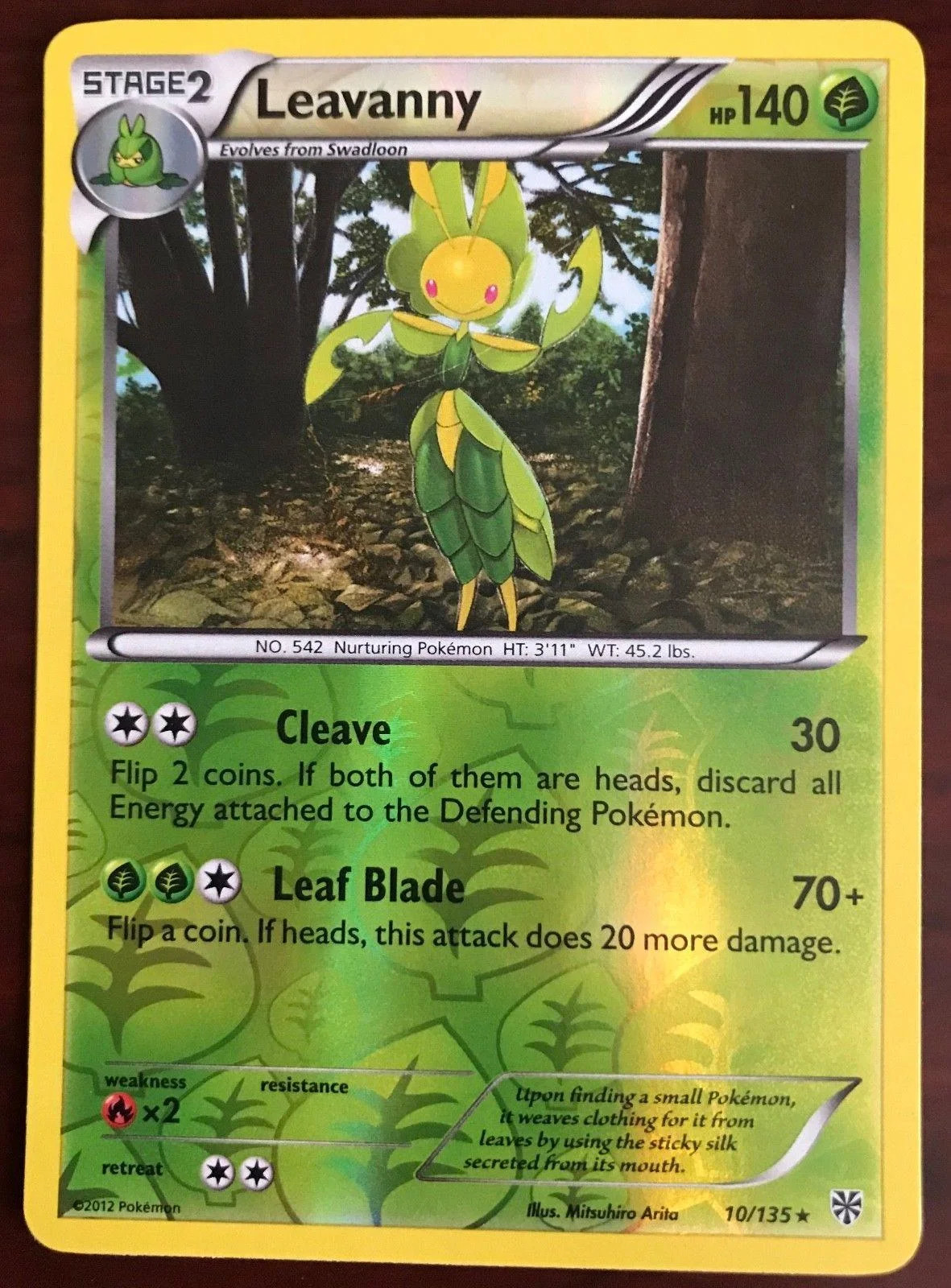 Leavanny #10 — Uragano Plasma (Reverse Holo)