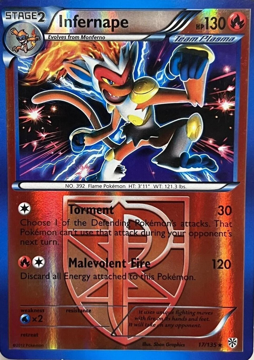 Infernape #17 — Tormenta Plasma (Reverse Holo)