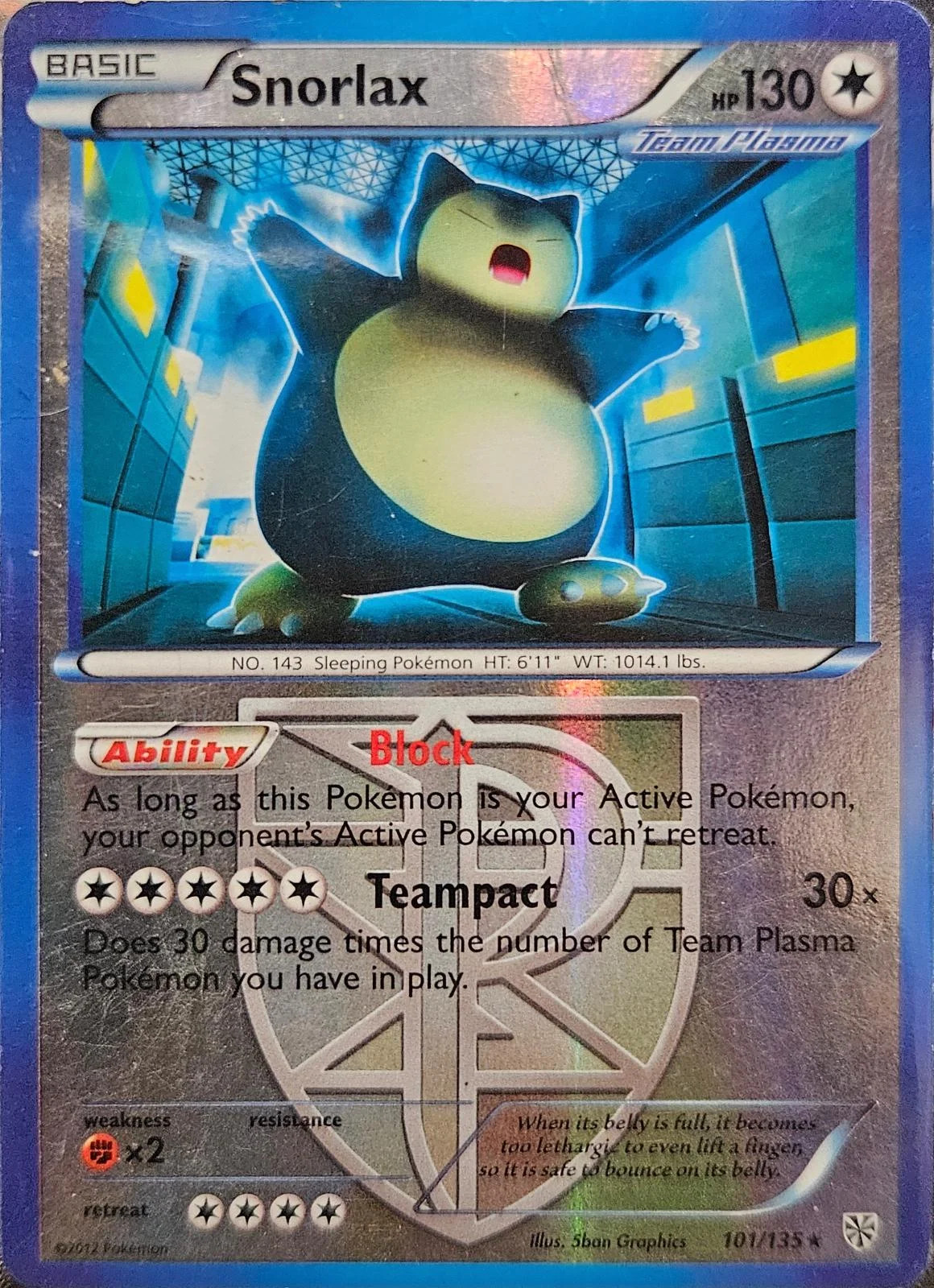Snorlax #101 — Tempestade de Plasma (Reverse Holo)