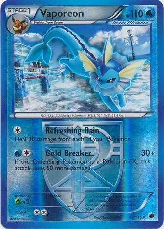 Vaporeon #20 — Congelamento de Plasma (Reverse Holo)