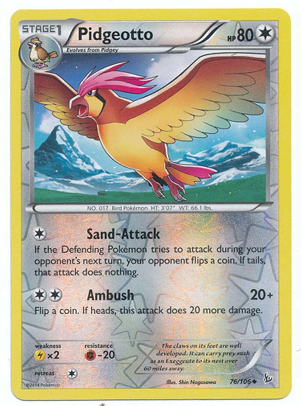 Pidgeotto #76 — Fuoco Infernale (Reverse Holo)
