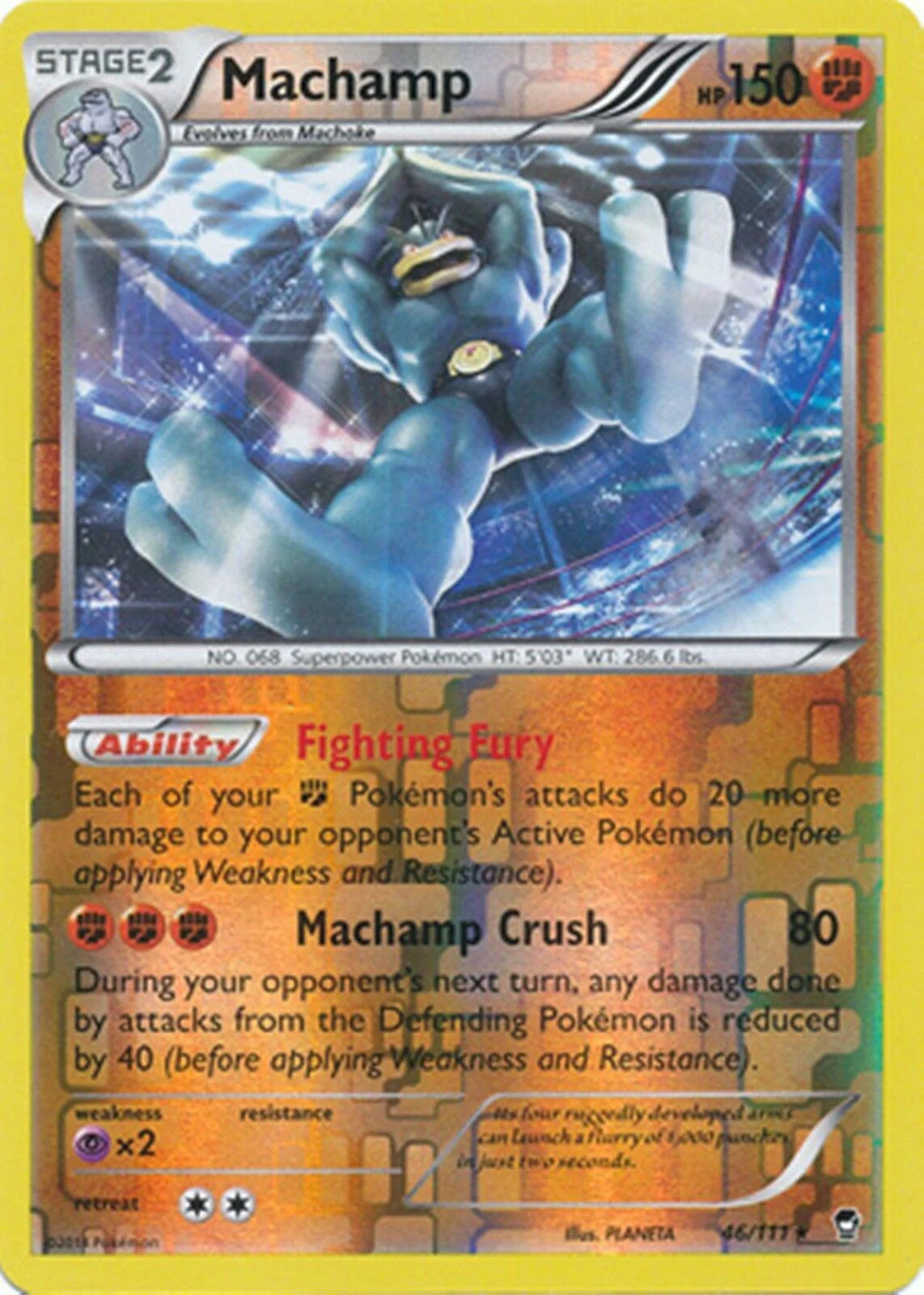 Machamp #46 — Puños Furiosos (Reverse Holo)