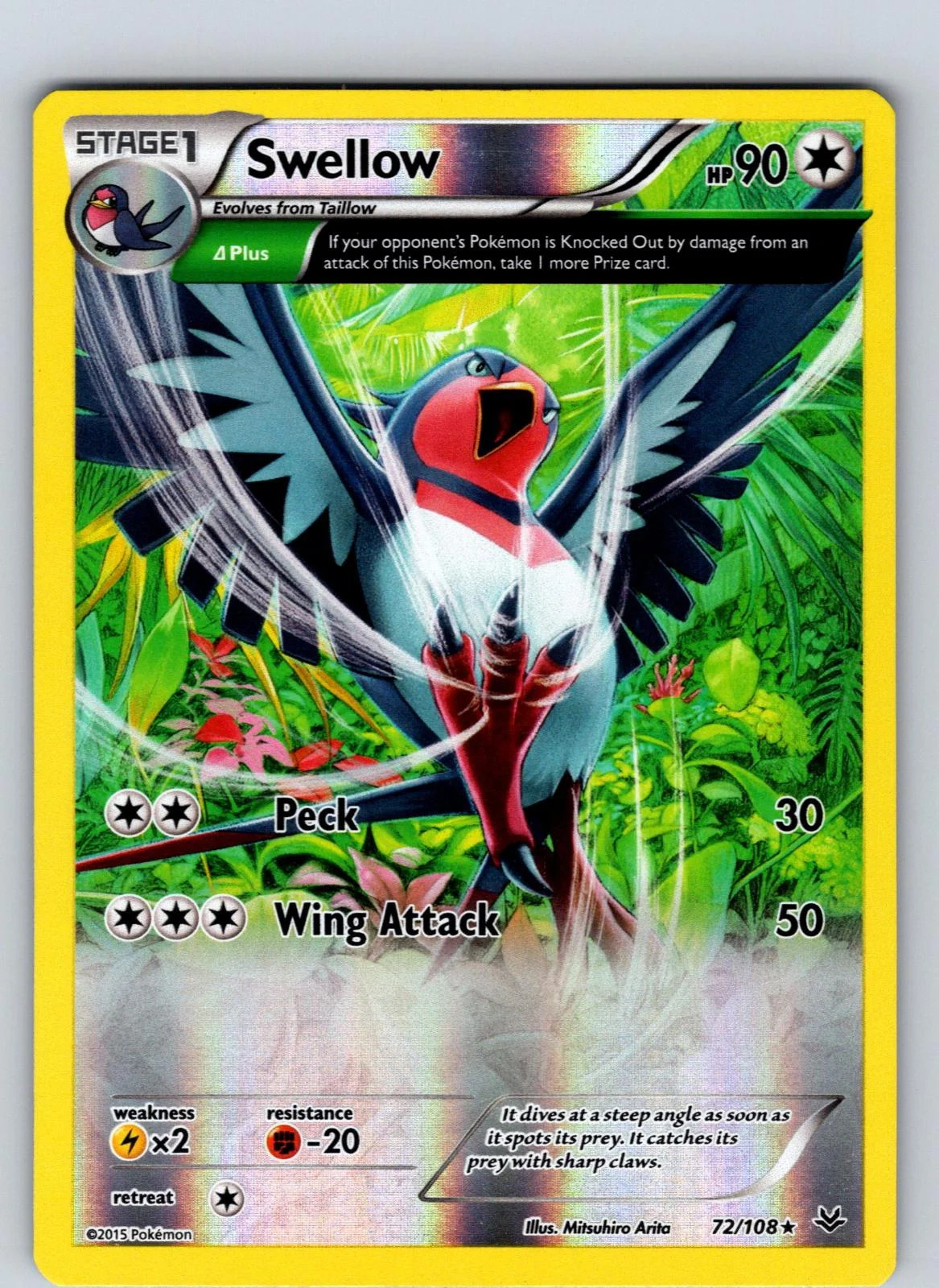 Swellow #72 — Furie Volanti (Reverse Holo)