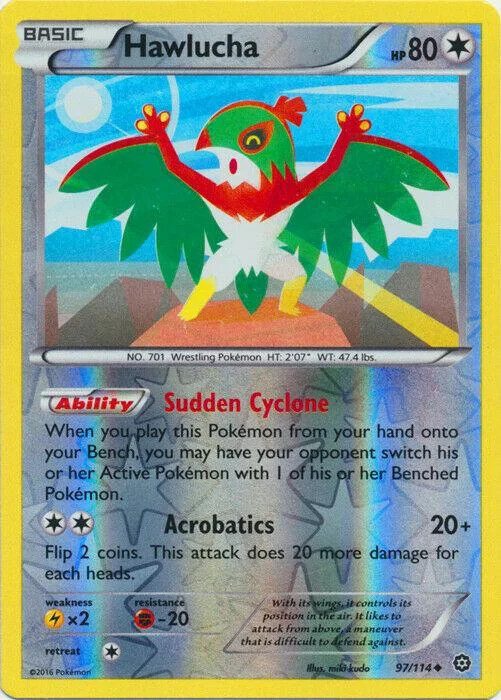 Hawlucha #97 — Vapori Accesi (Reverse Holo)
