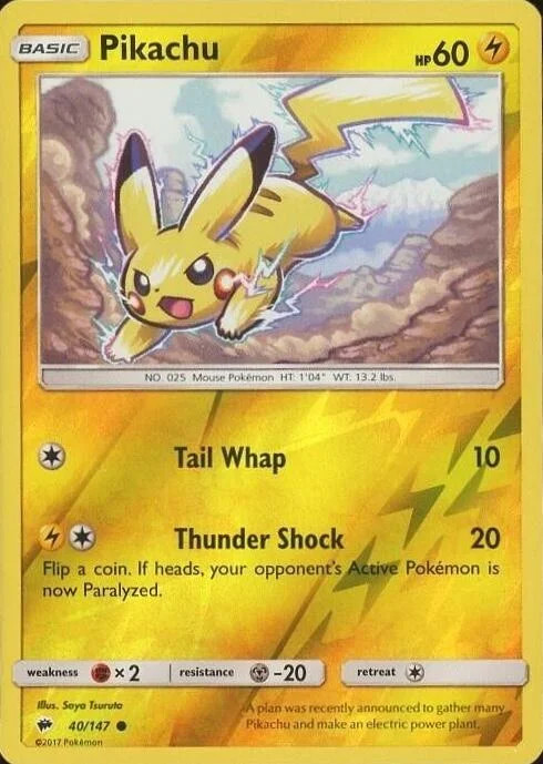 Pikachu #40 — Sombras Ardientes (Reverse Holo)
