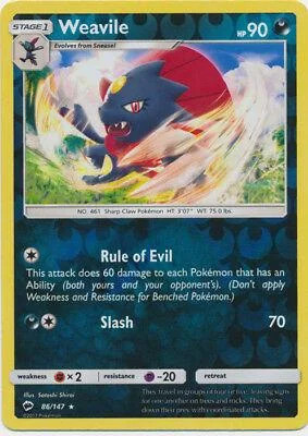 Weavile #86 — Burning Shadows (Reverse Holo)