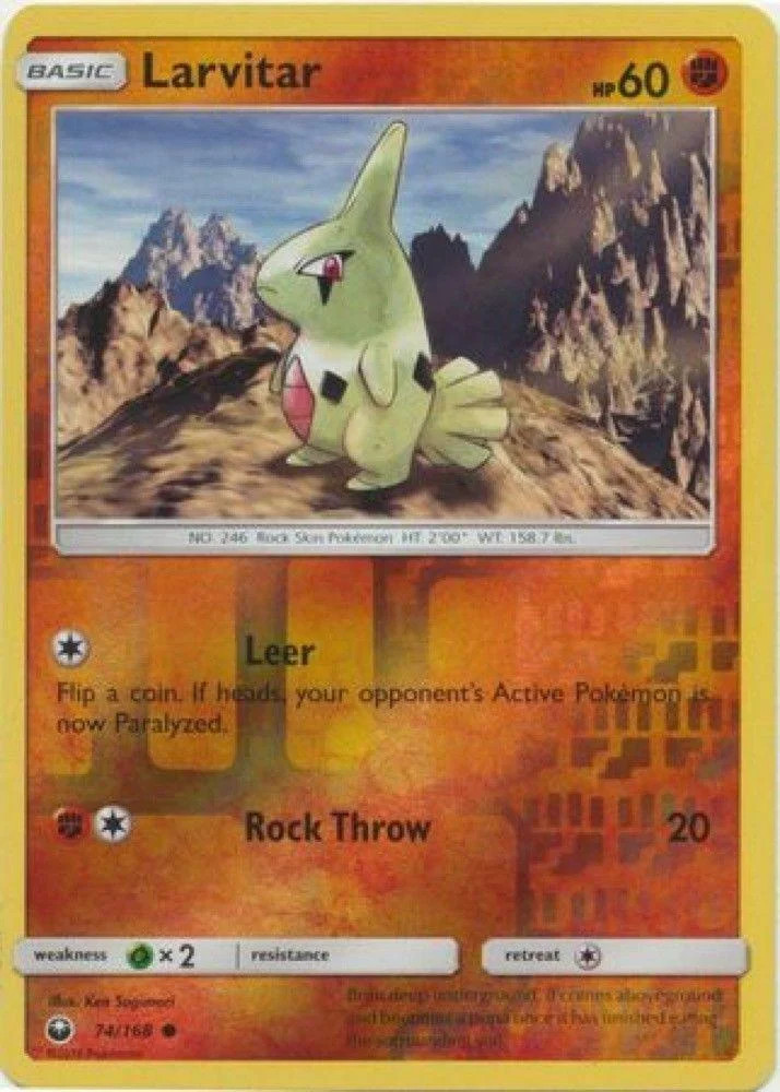 Larvitar #74 — Tempestade Celestial (Reverse Holo)