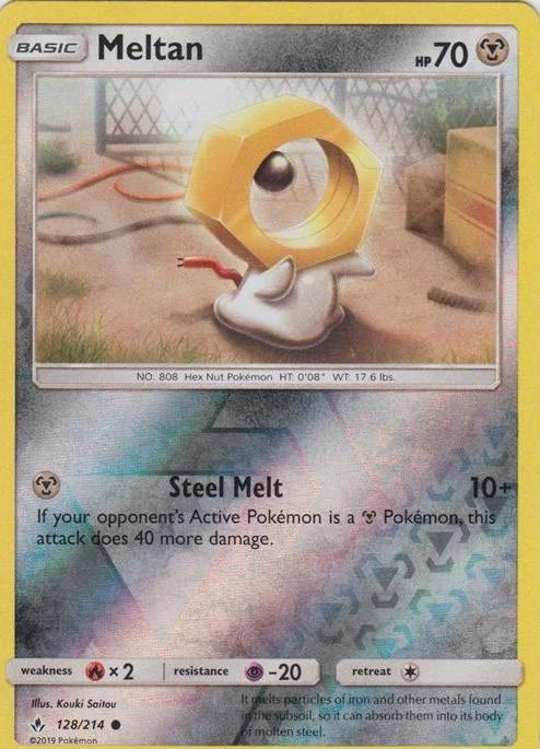 Meltan #128 — Legami Inossidabili (Reverse Holo)