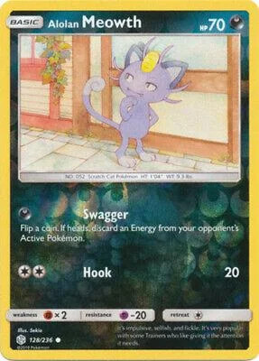 Meowth de Alola #128 — Eclipse Cósmico (Reverse Holo)