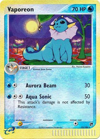 Vaporeon #25 — EX Sandstorm (Reverse Holo)