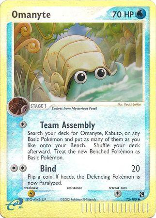 Omanyte #70 — EX Sandstorm (Reverse Holo)
