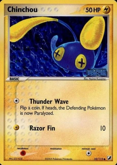 Chinchou #52 — EX Unseen Forces (Reverse Holo)